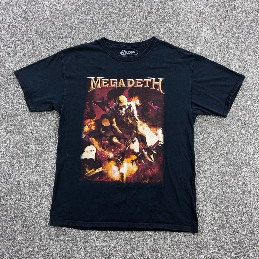 Megadeth Shirt Mens Large Black Thrash Metal Music Band Concert Tour Skeleton